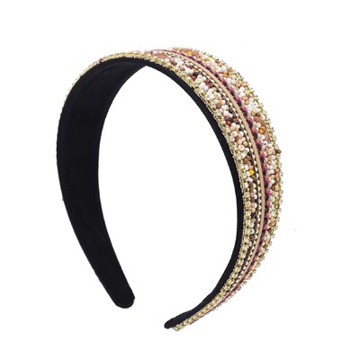 Bohém színes gyöngyök türkiz virágos fejpánt nőknek gyöngyös virágos kézzel készített hajkiegészítők