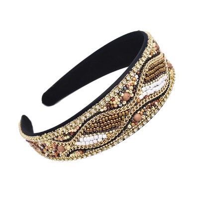 Bohém színes gyöngyök türkiz virágos fejpánt nőknek gyöngyös virágos kézzel készített hajkiegészítők