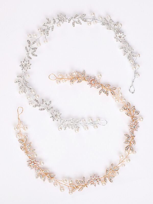 Menyasszonyi fejfedők Strasszkő virág menyasszonyi tiara fejpántok Gyöngy haj ékszerek Esküvői haj kiegészítők Kézzel készített báli hajdarab