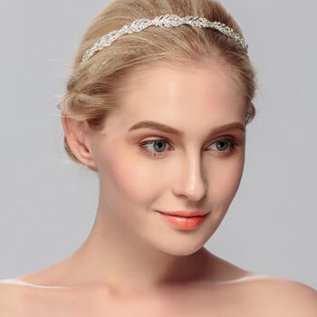 Miallo Women Crystal Rhinestone Hairband Flower Leaf Pattern Tiara Елегантни сватбени бижута Аксесоари за коса Тиари на булката