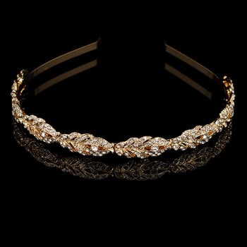 Miallo Women Crystal Rhinestone Hairband Flower Leaf Pattern Tiara Елегантни сватбени бижута Аксесоари за коса Тиари на булката