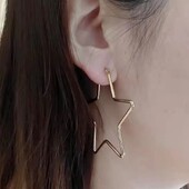 Pentagramos auskarai su lanku moterims Perdėta punk madingi aksesuarai poliruoti penkių smailių žvaigždžių auskarai Y2K aksesuarai