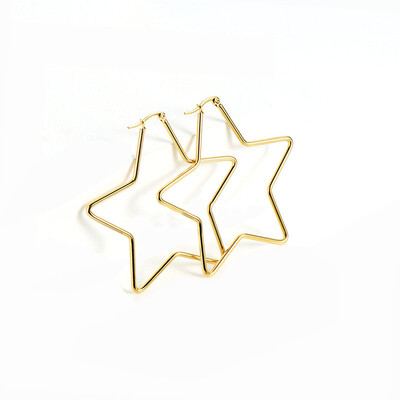 Pentagramos auskarai su lanku moterims Perdėta punk madingi aksesuarai poliruoti penkių smailių žvaigždžių auskarai Y2K aksesuarai