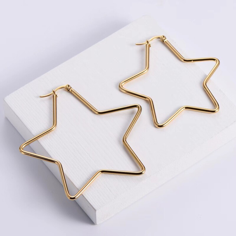 Pentagramos auskarai su lanku moterims Perdėta punk madingi aksesuarai poliruoti penkių smailių žvaigždžių auskarai Y2K aksesuarai