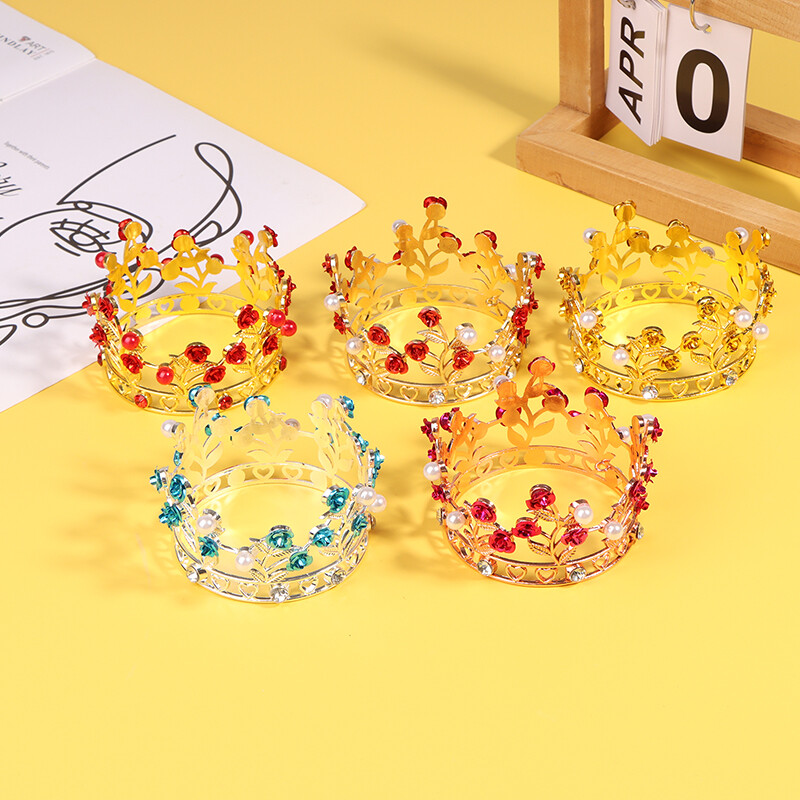 Coroană de flori de lux Tiare mici pentru păpușă Diadem fete ziua de naștere mireasă nuntă bijuterii de păr coroana de absolvire ornamente pentru tort