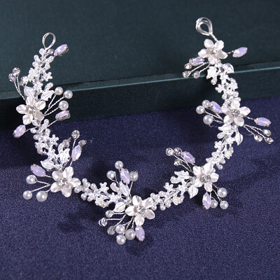 Rózsa arany kristály gyöngy hajdíszek fejpánt virág menyasszonyi kézzel készített tiara haj ékszer női esküvői fejdísz ékszer party