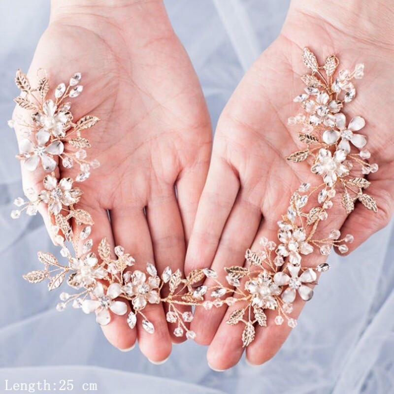 Kristály viráglevél fejpántok Tiaras Luxus strasszos Női Színpaplan Bál Menyasszonyi Esküvői Haj Kiegészítők Ékszerek Tiara Ajándék