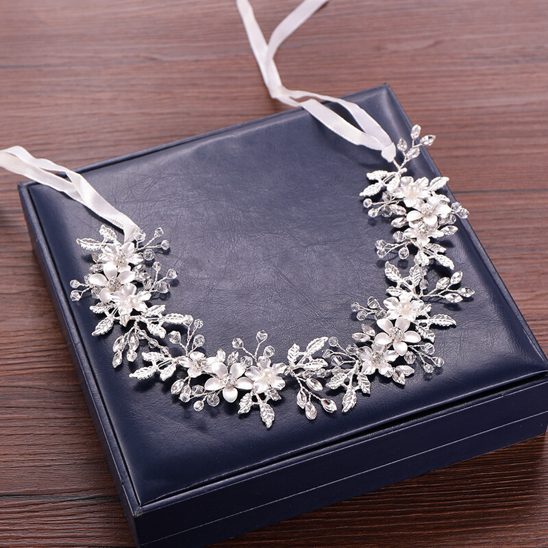 Kristály viráglevél fejpántok Tiaras Luxus strasszos Női Színpaplan Bál Menyasszonyi Esküvői Haj Kiegészítők Ékszerek Tiara Ajándék