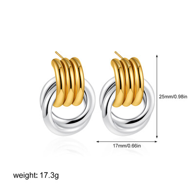 Cerceu cu șuruburi cu două straturi, din oțel inoxidabil, geometric, cu textura metalică neregulată, cadou de bijuterii de modă