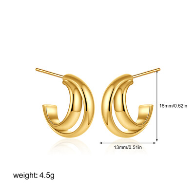 Cerceu cu șuruburi cu două straturi, din oțel inoxidabil, geometric, cu textura metalică neregulată, cadou de bijuterii de modă