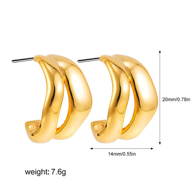 Cerceu cu șuruburi cu două straturi, din oțel inoxidabil, geometric, cu textura metalică neregulată, cadou de bijuterii de modă
