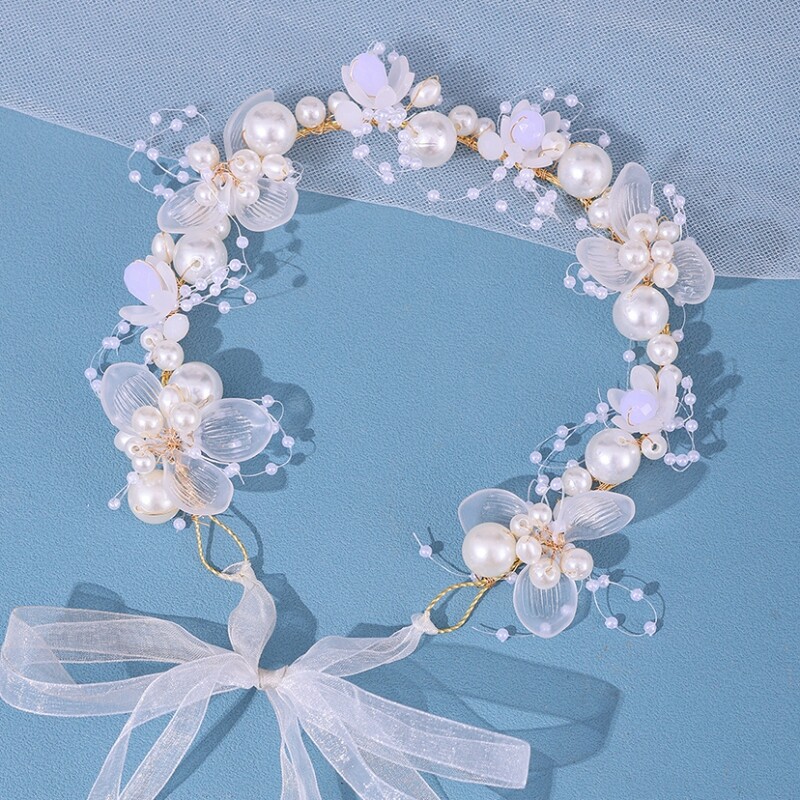 Traka za kosu s bisernim cvijetom Traka za kosu za ženske zabave Svadbeni dodaci za kosu Nakit Traka za glavu Tijara Poklon