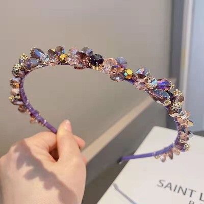 Accesorii pentru păr hematit, coroană de tiară de nuntă gotică, bentiță de cristal albastru, cască din piatră prețioasă, piesa de păr lucrată manual pentru festival