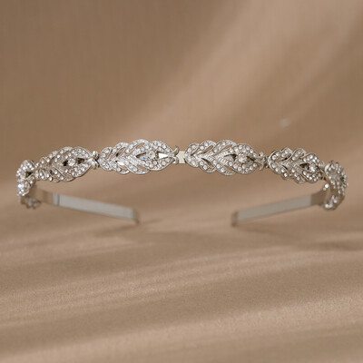 Ženska traka za kosu s kristalnim kamenčićima Uzorak cvjetnog lišća Tijara Elegantni svadbeni vjenčani nakit Dodaci za kosu Mladenkine krune