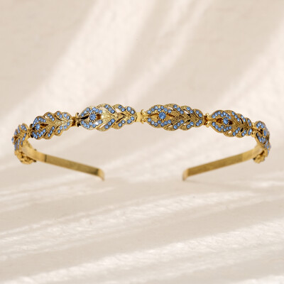 Ženska traka za kosu s kristalnim kamenčićima Uzorak cvjetnog lišća Tijara Elegantni svadbeni vjenčani nakit Dodaci za kosu Mladenkine krune