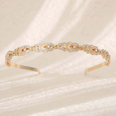 Ženska traka za kosu s kristalnim kamenčićima Uzorak cvjetnog lišća Tijara Elegantni svadbeni vjenčani nakit Dodaci za kosu Mladenkine krune