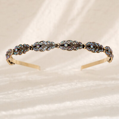 Ženska traka za kosu s kristalnim kamenčićima Uzorak cvjetnog lišća Tijara Elegantni svadbeni vjenčani nakit Dodaci za kosu Mladenkine krune