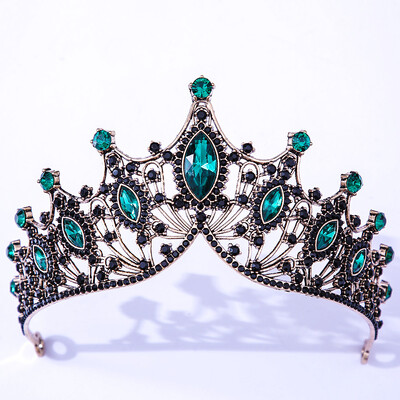 DIEZI Coroana baroc neagra tiara pentru nunta, petrecere de aniversare, bijuterii de par, regina mireasa mireasa, coroana de cristal violet, accesorii pentru par