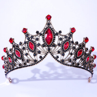 DIEZI Coroana baroc neagra tiara pentru nunta, petrecere de aniversare, bijuterii de par, regina mireasa mireasa, coroana de cristal violet, accesorii pentru par
