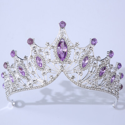 DIEZI Coroana baroc neagra tiara pentru nunta, petrecere de aniversare, bijuterii de par, regina mireasa mireasa, coroana de cristal violet, accesorii pentru par