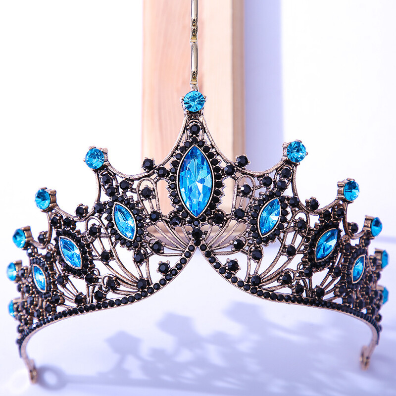DIEZI Coroana baroc neagra tiara pentru nunta, petrecere de aniversare, bijuterii de par, regina mireasa mireasa, coroana de cristal violet, accesorii pentru par
