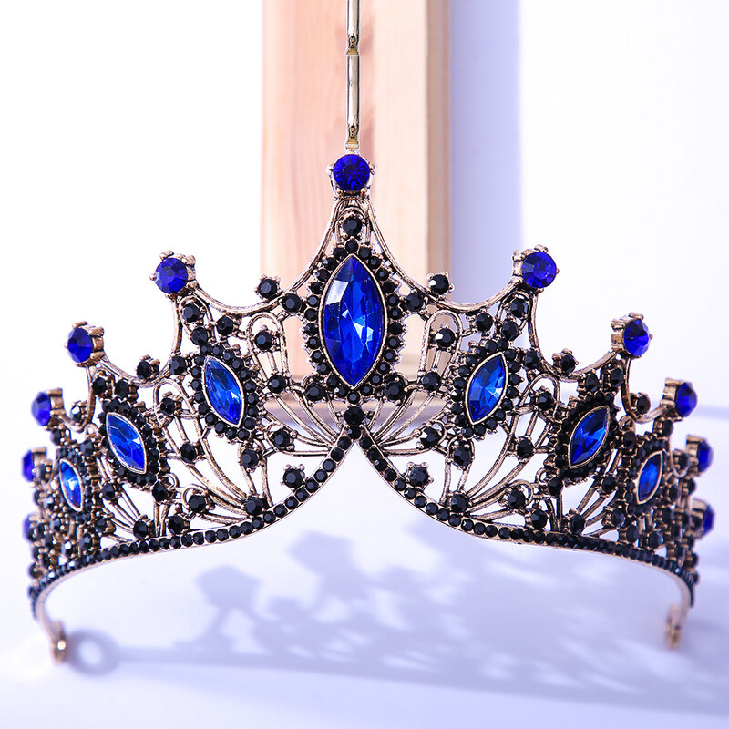 DIEZI Coroana baroc neagra tiara pentru nunta, petrecere de aniversare, bijuterii de par, regina mireasa mireasa, coroana de cristal violet, accesorii pentru par