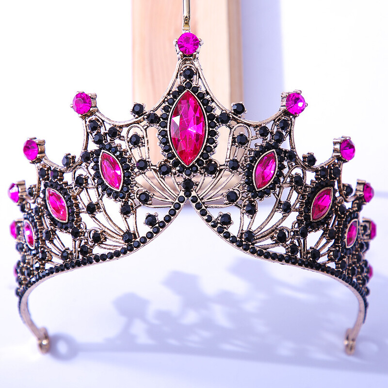 DIEZI Coroana baroc neagra tiara pentru nunta, petrecere de aniversare, bijuterii de par, regina mireasa mireasa, coroana de cristal violet, accesorii pentru par