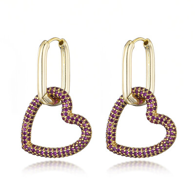 LOVBEAFAS szív női karika fülbevaló ovális téglalap karika cirkon kristály geometriai arany színű elegáns menyasszony esküvői ékszer