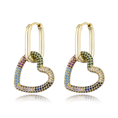 LOVBEAFAS szív női karika fülbevaló ovális téglalap karika cirkon kristály geometriai arany színű elegáns menyasszony esküvői ékszer