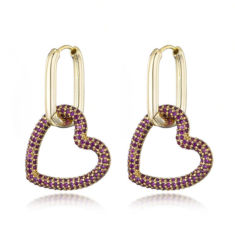 LOVBEAFAS szív női karika fülbevaló ovális téglalap karika cirkon kristály geometriai arany színű elegáns menyasszony esküvői ékszer