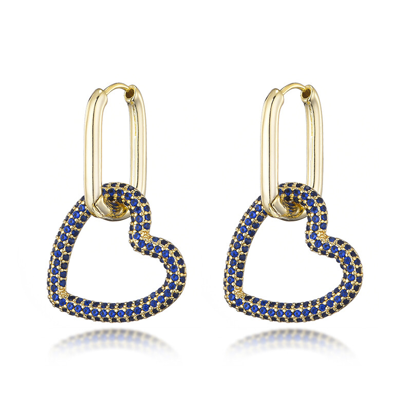 LOVBEAFAS szív női karika fülbevaló ovális téglalap karika cirkon kristály geometriai arany színű elegáns menyasszony esküvői ékszer