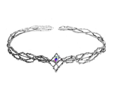 Krištolo sidabro elfų plaukų vainikėliai Elfų plaukams Tiara Woodland Forest Goddess plaukų papuošalai moterims