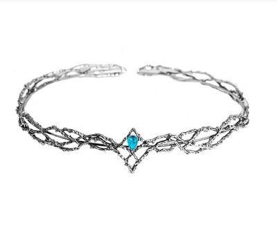 Krištolo sidabro elfų plaukų vainikėliai Elfų plaukams Tiara Woodland Forest Goddess plaukų papuošalai moterims