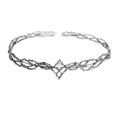 Krištolo sidabro elfų plaukų vainikėliai Elfų plaukams Tiara Woodland Forest Goddess plaukų papuošalai moterims