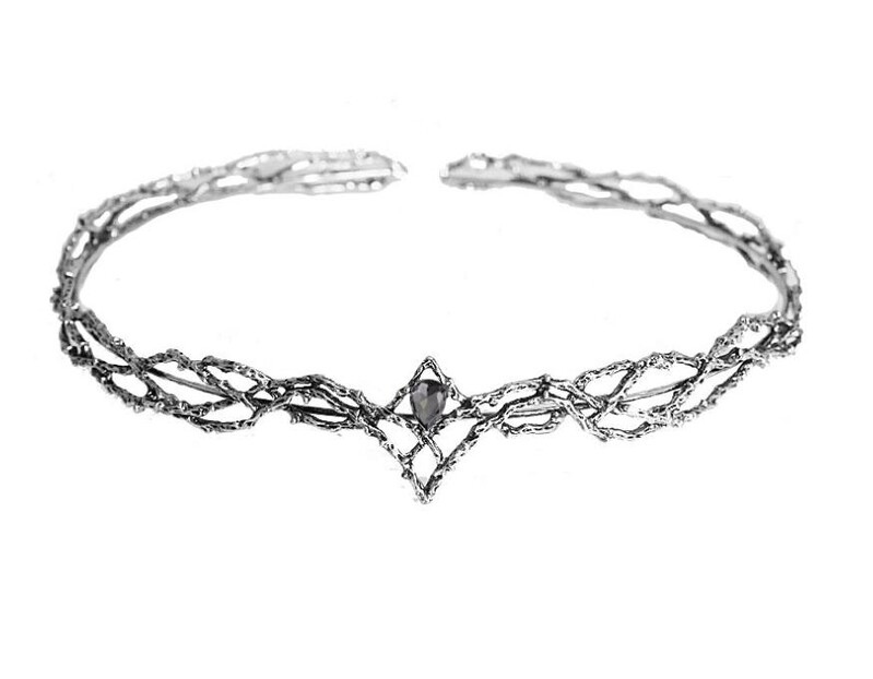 Krištolo sidabro elfų plaukų vainikėliai Elfų plaukams Tiara Woodland Forest Goddess plaukų papuošalai moterims