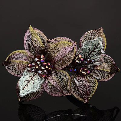 Elegáns rézdrót virág menyasszony Hajtű hajkiegészítők nőknek Retro Luxus Fém Rugós Clipek Fejfedők Anya ékszerei Tiara