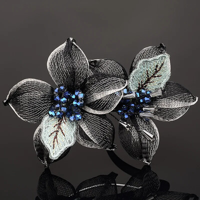 Elegáns rézdrót virág menyasszony Hajtű hajkiegészítők nőknek Retro Luxus Fém Rugós Clipek Fejfedők Anya ékszerei Tiara