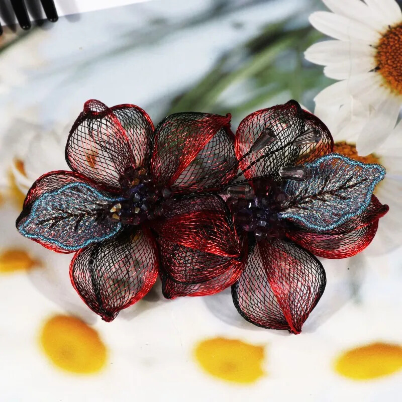 Elegáns rézdrót virág menyasszony Hajtű hajkiegészítők nőknek Retro Luxus Fém Rugós Clipek Fejfedők Anya ékszerei Tiara