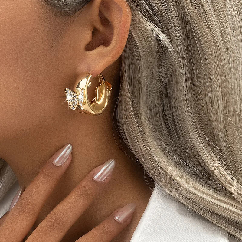 Cercei circulari geometrici cu cerc fluture pentru femei OL petrecere de vacanță cadou Accesorii pentru urechi Bijuterii de modă CE134