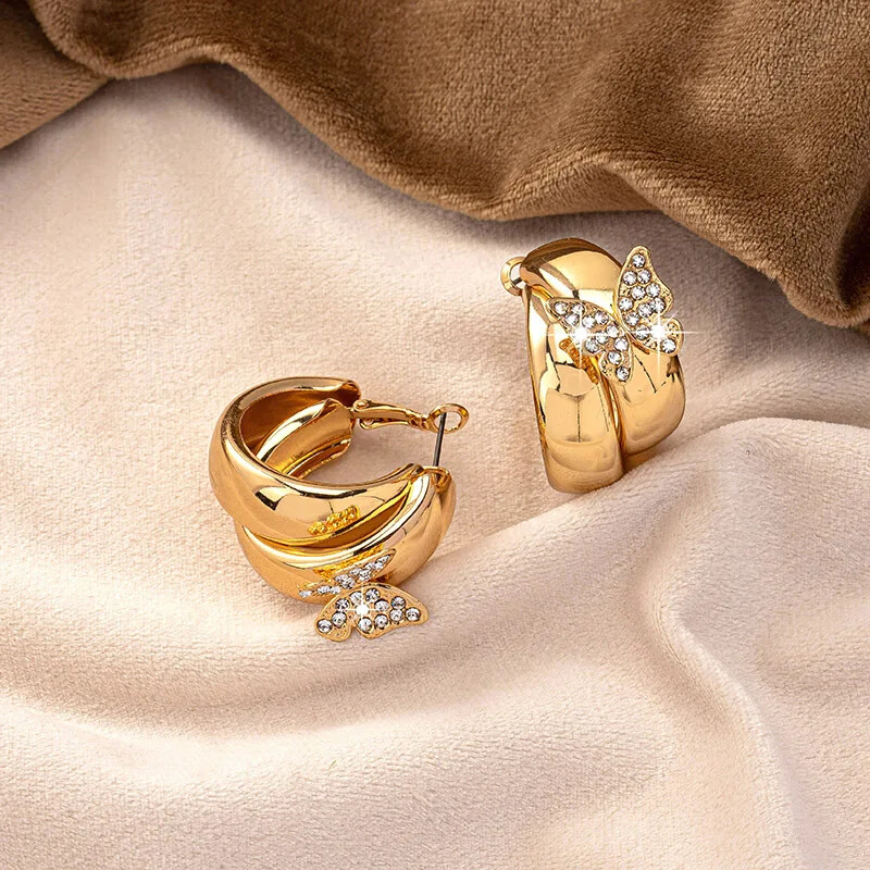 Cercei circulari geometrici cu cerc fluture pentru femei OL petrecere de vacanță cadou Accesorii pentru urechi Bijuterii de modă CE134