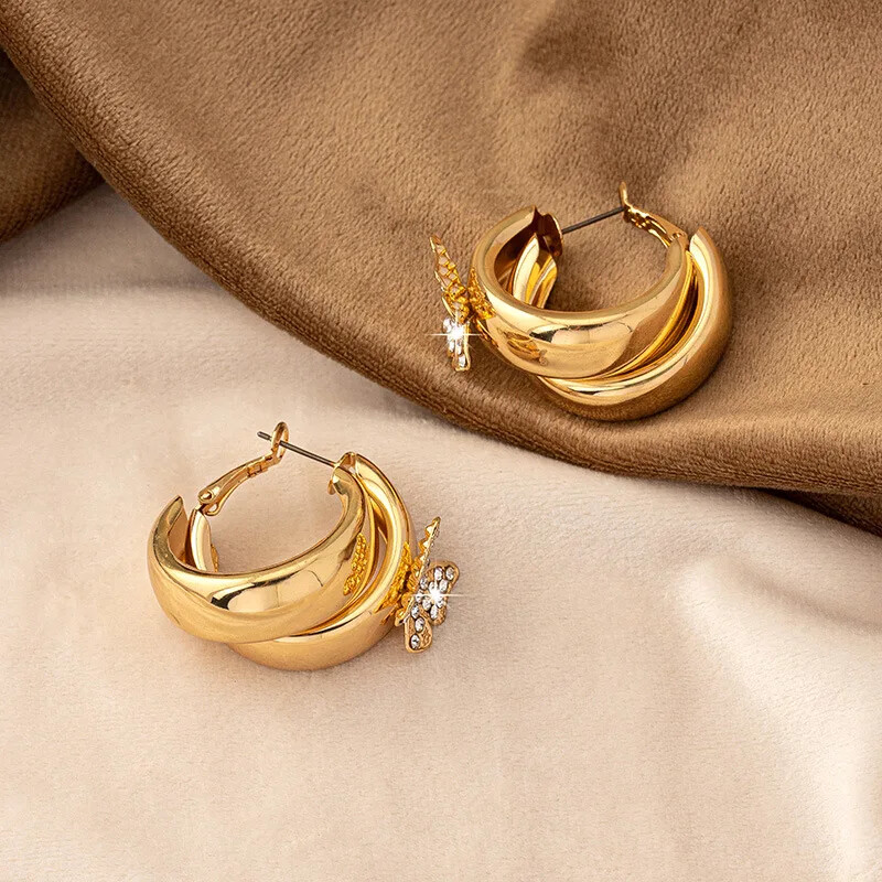 Cercei circulari geometrici cu cerc fluture pentru femei OL petrecere de vacanță cadou Accesorii pentru urechi Bijuterii de modă CE134