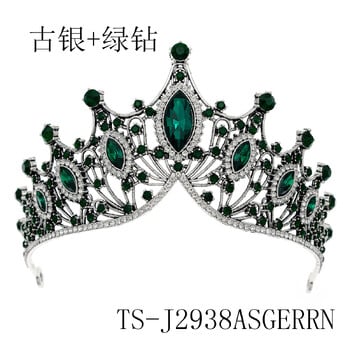 DIEZI Baroque Vintage Princess Black Green Crystal Tiara Crown Girls Women Wedding Party Gift Rhinestone Bridal Crown Jewelry