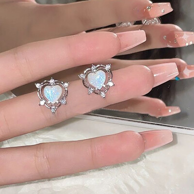 Y2K Bowknot cirkonio auskarai moterims Madingi korėjietiško sidabro spalvos rožinė krištolinė asmenybės auskarai mergaičių vakarėliui papuošalai Dovanos