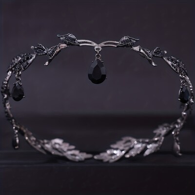 Moteriška vintažinė tiara Elegantiška vandens lašo lapų tiara karūna krištolo aukso sidabro kalnų krištolo vestuviniai plaukų aksesuarai nuotakos tiara