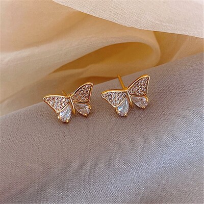 Dlhé visiace náušnice do ucha pre ženy, ružovo-zlaté, so zirkónovým kryštálom, piercing do uší s niťou, doplnky do uší, šperky.