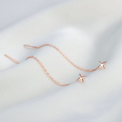 Dlhé visiace náušnice do ucha pre ženy, ružovo-zlaté, so zirkónovým kryštálom, piercing do uší s niťou, doplnky do uší, šperky.