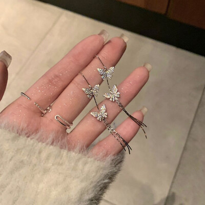 Dlhé visiace náušnice do ucha pre ženy, ružovo-zlaté, so zirkónovým kryštálom, piercing do uší s niťou, doplnky do uší, šperky.