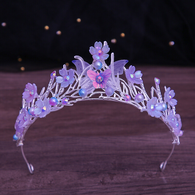 KMVEXO Butterfly Flowers Crown Pearls Matu aksesuāri Sieviešu Meiteņu Dzimšanas Dienas Ballīte Tiaras Kostīms Dabīga Matu Kleita Rotaslietas