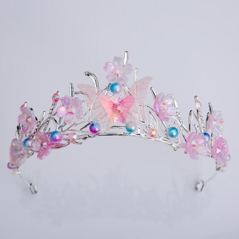 KMVEXO Butterfly Flowers Crown Pearls Matu aksesuāri Sieviešu Meiteņu Dzimšanas Dienas Ballīte Tiaras Kostīms Dabīga Matu Kleita Rotaslietas
