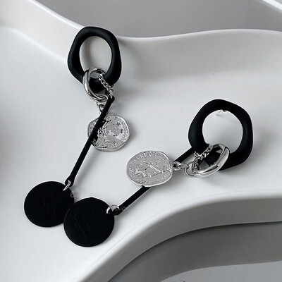 Cercei cu pandantiv cu portret lung negru, Europa și Statele Unite ale Americii, cu temperament, cercei cu ciucuri de modă, cadou de bijuterii pentru femei